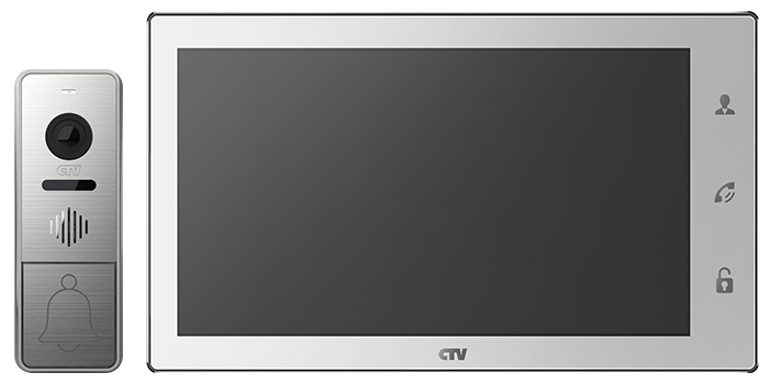 CTV-DP4102AHD W (White/Silver) Комплект цветного видеодомофона, в составе: панель CTV-D4000AHD S, монитор CTV-M4102AHD W